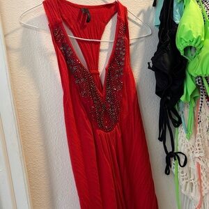 Maurices Red Embellished Tank Top